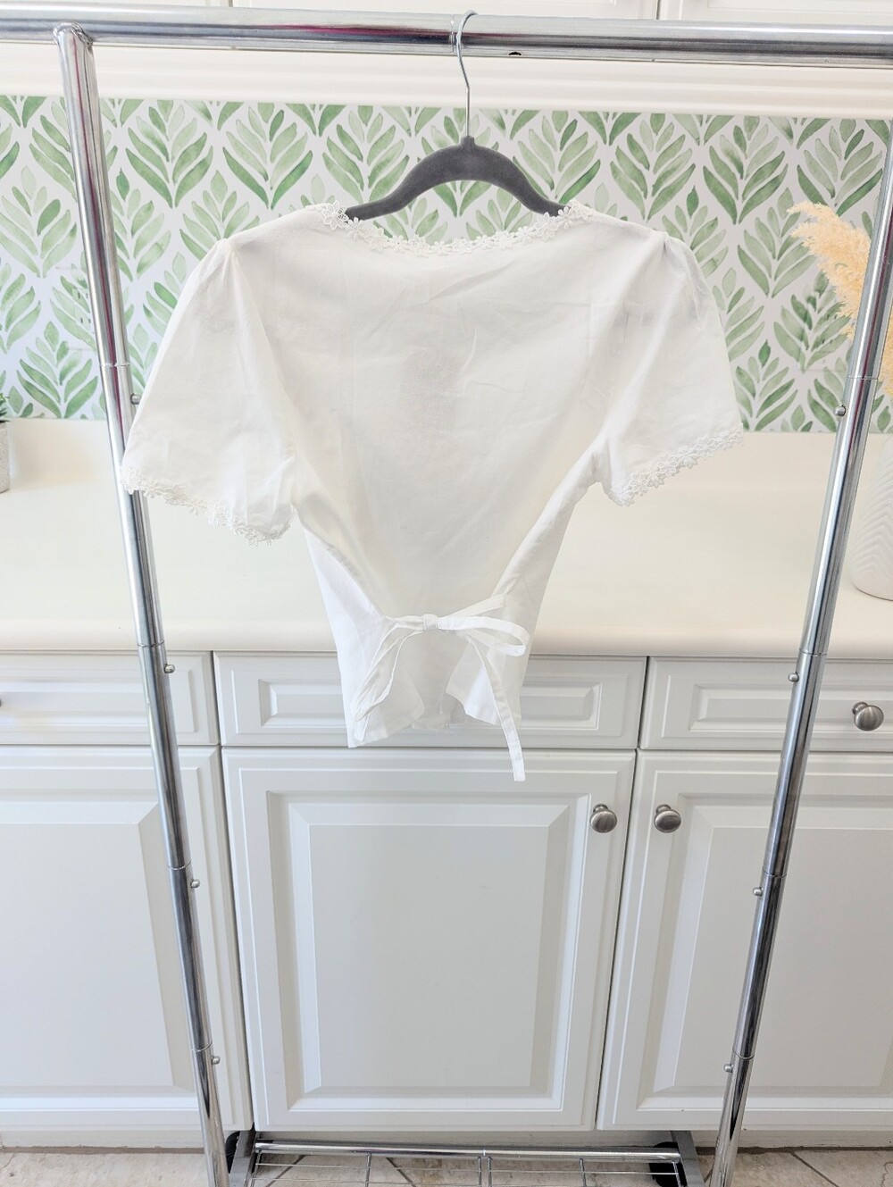 Ren Faire white lace Crochet blouse Small Boho Coquette Feminine Cottagecore - Picture 10 of 16